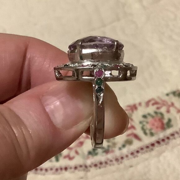 𝅺sterling SILVER 925 AMETHYST/RUBY/EMERALD/SAPPHIRE WOMAN RING SIZE US 7.5​​ - Picture 9 of 12